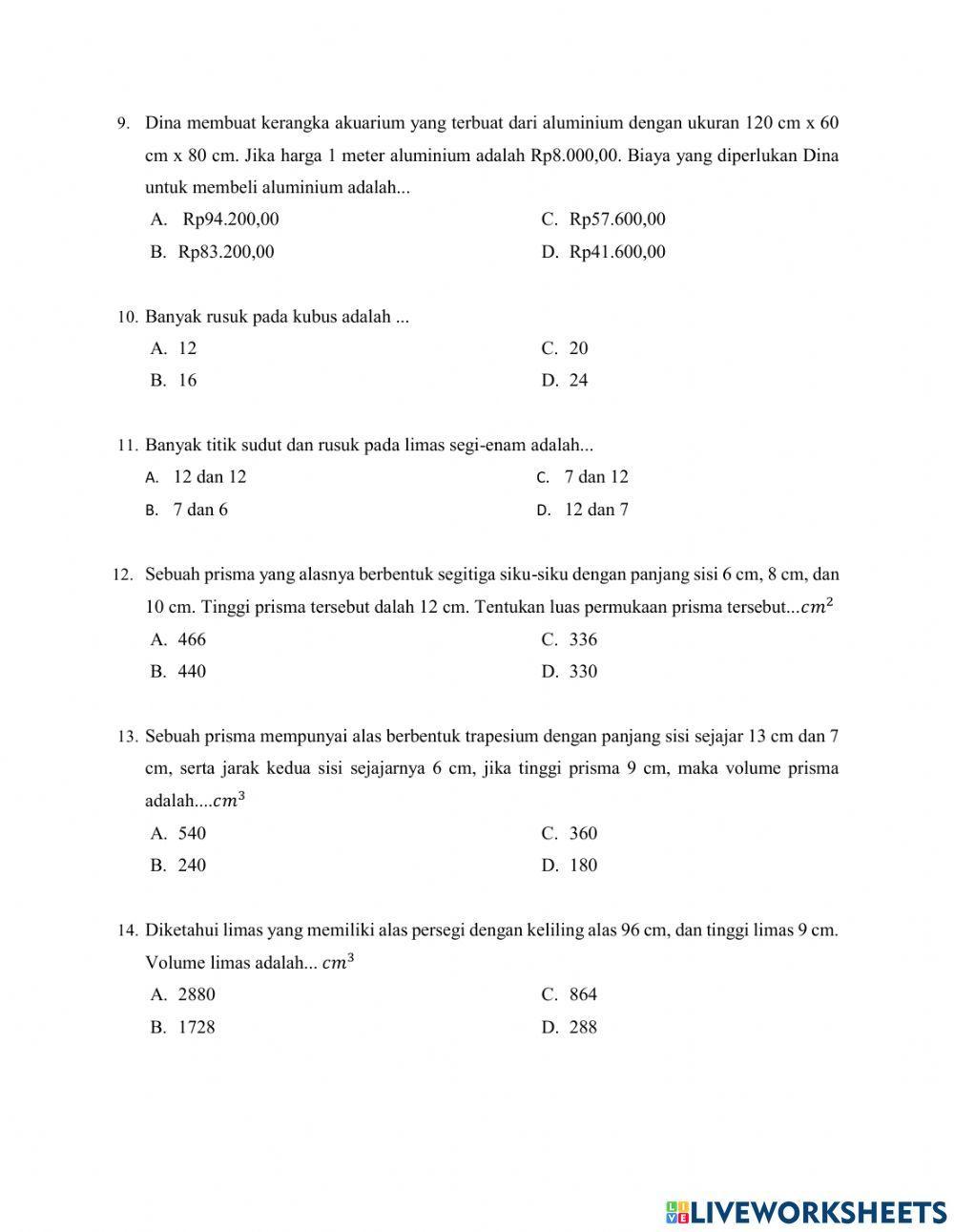 Ulangan harian bangun ruang Fiks