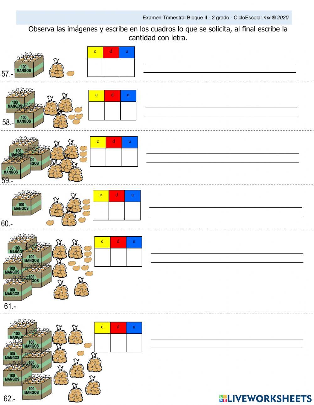 2° Examen de Matemáticas segundo trimestre 