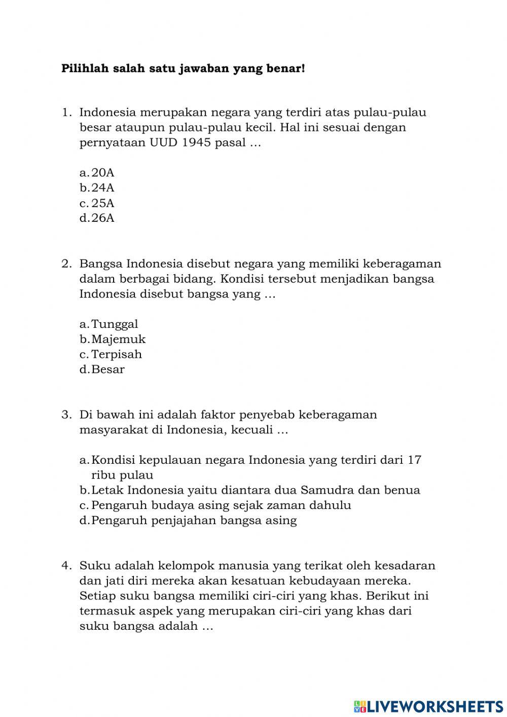 Keberagaman Suku, Agama, Ras, dan Antar Golongan