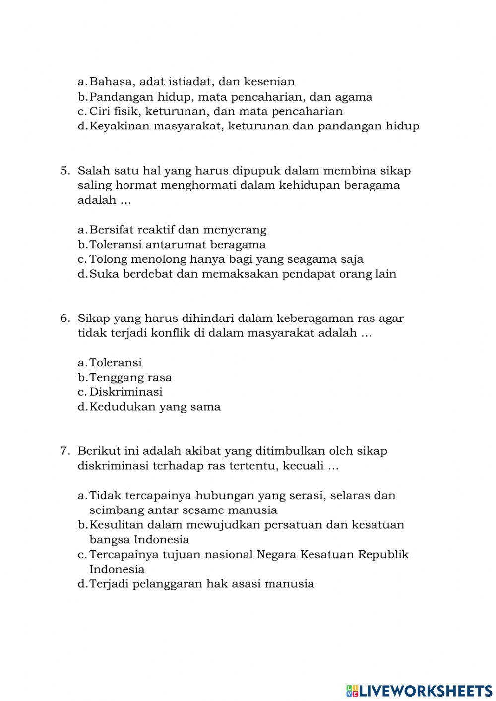 Keberagaman Suku, Agama, Ras, dan Antar Golongan