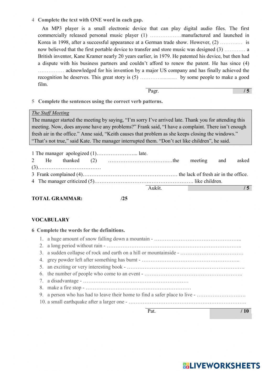 Final 7-8 B2' Grammar vocabulary