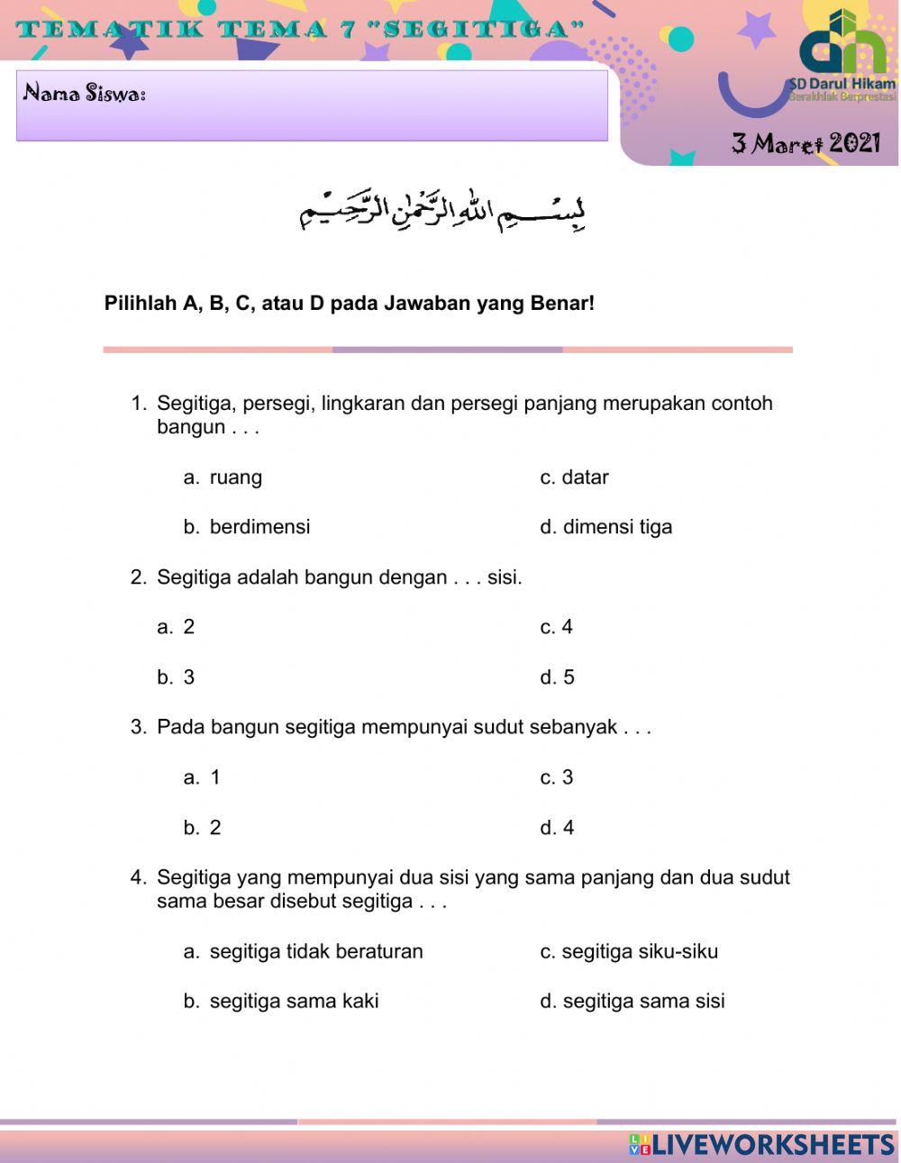 LKS Tematik Tema 7 (Segitiga)