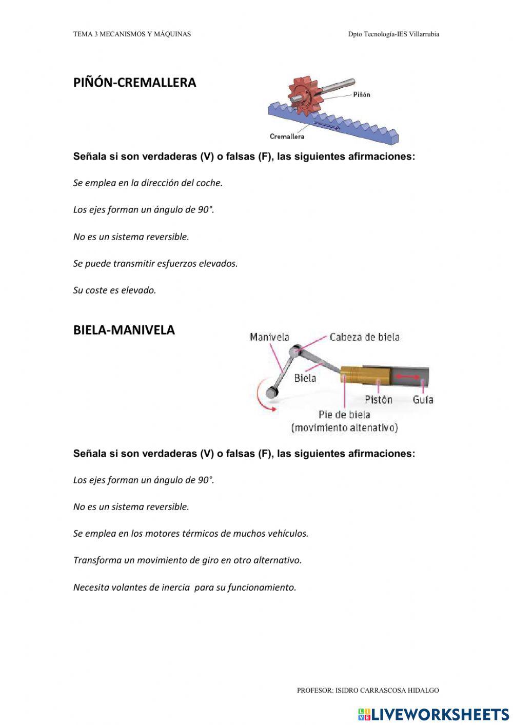 Mecanismos de transformación del movimiento Mecanismos de transformación del movimiento