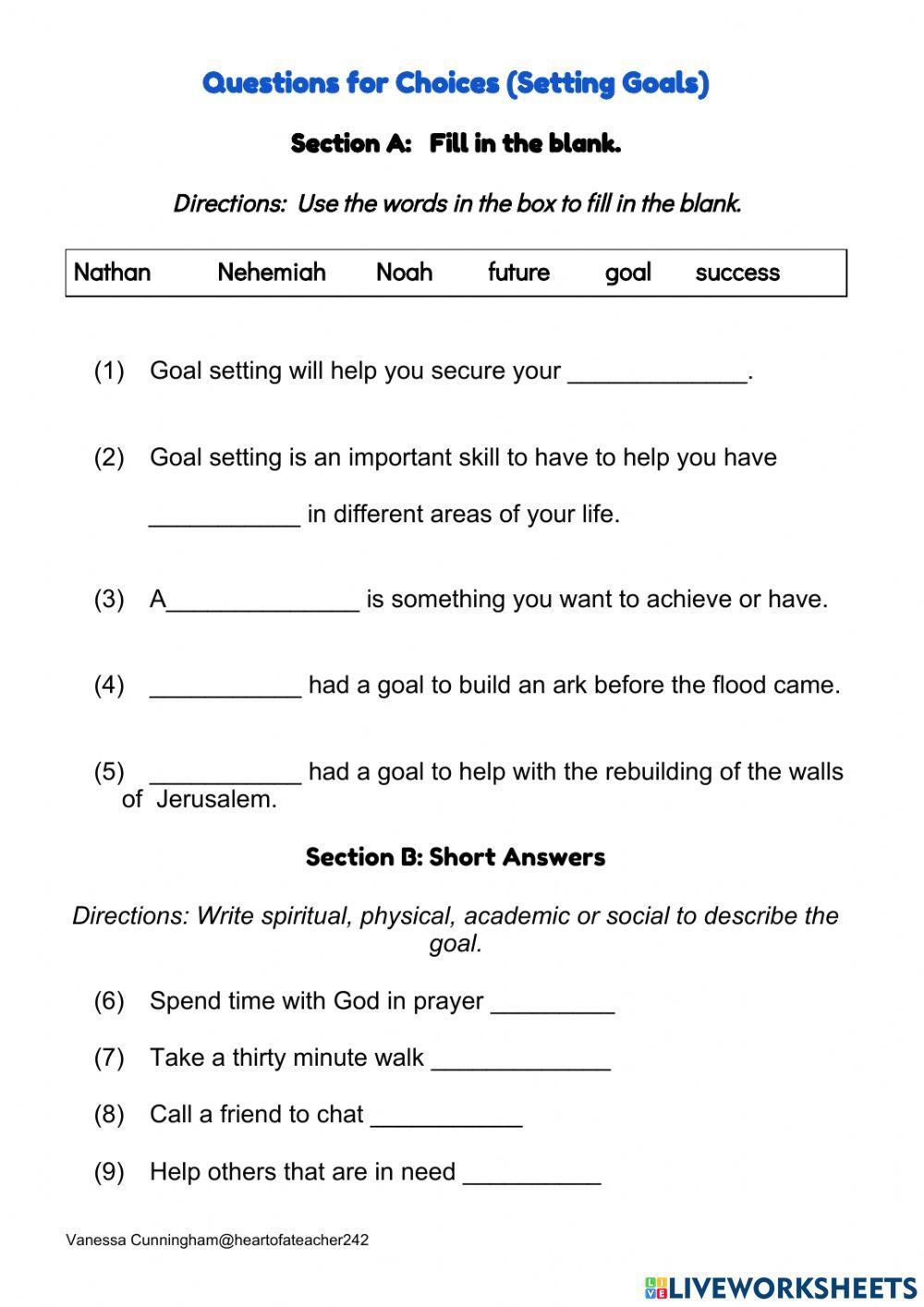 Choices (Setting Goals)