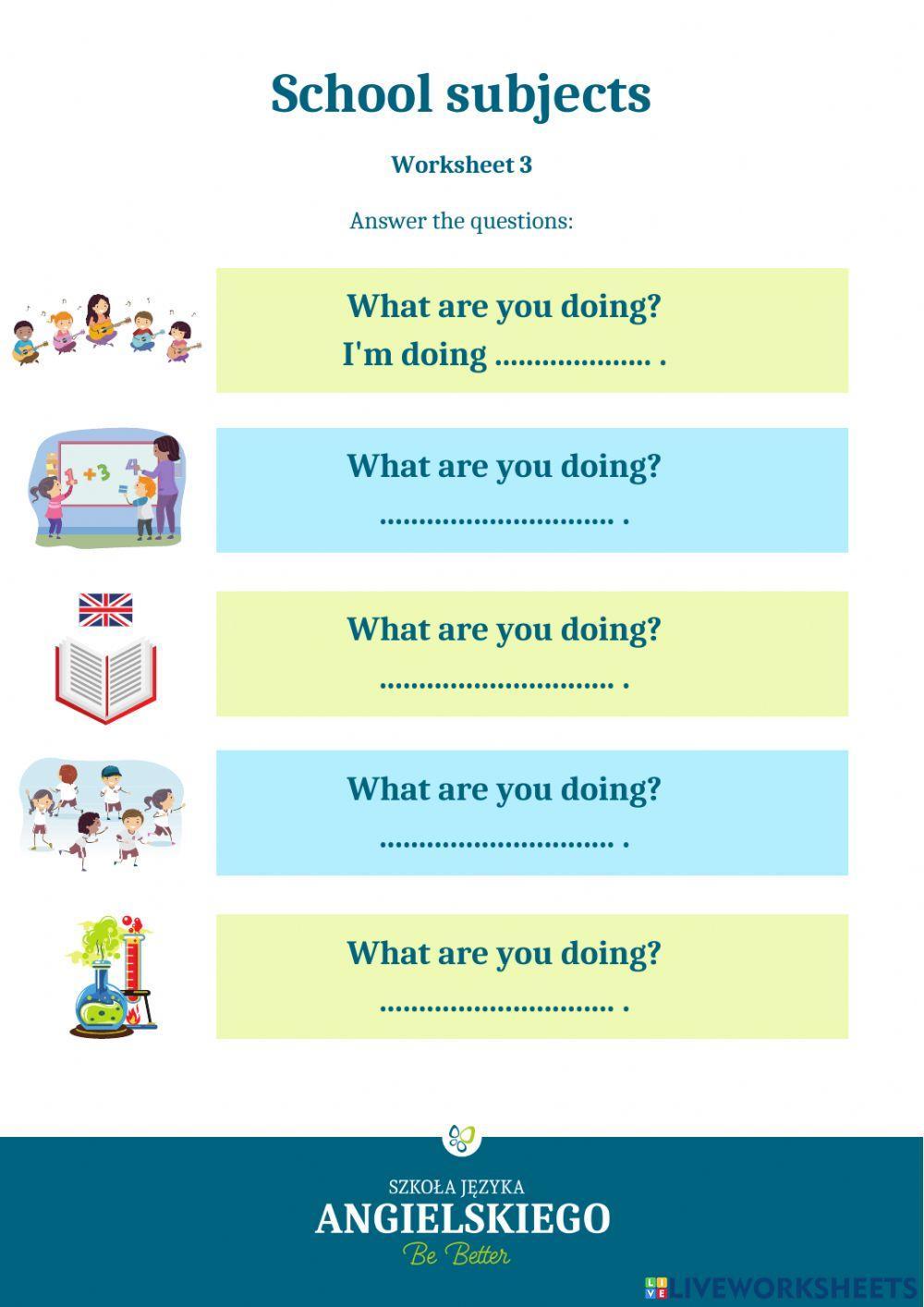 School subjects - Unit 6 - Worksheet 3 - BI2