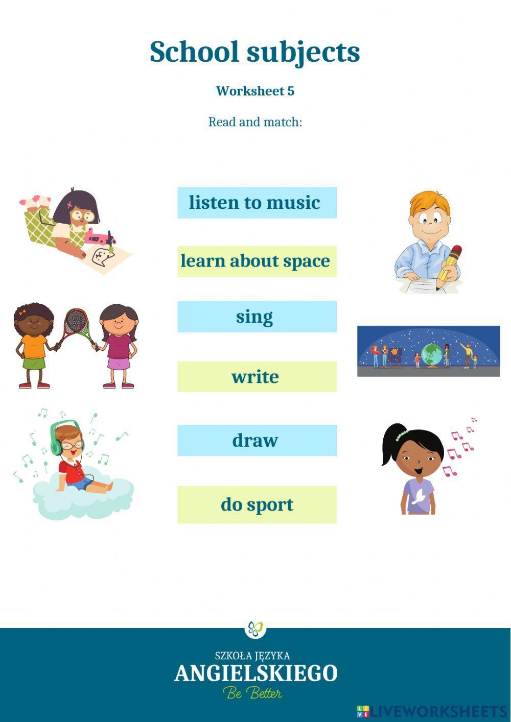School subjects Unit 6 Worksheet 5 BI2 774529