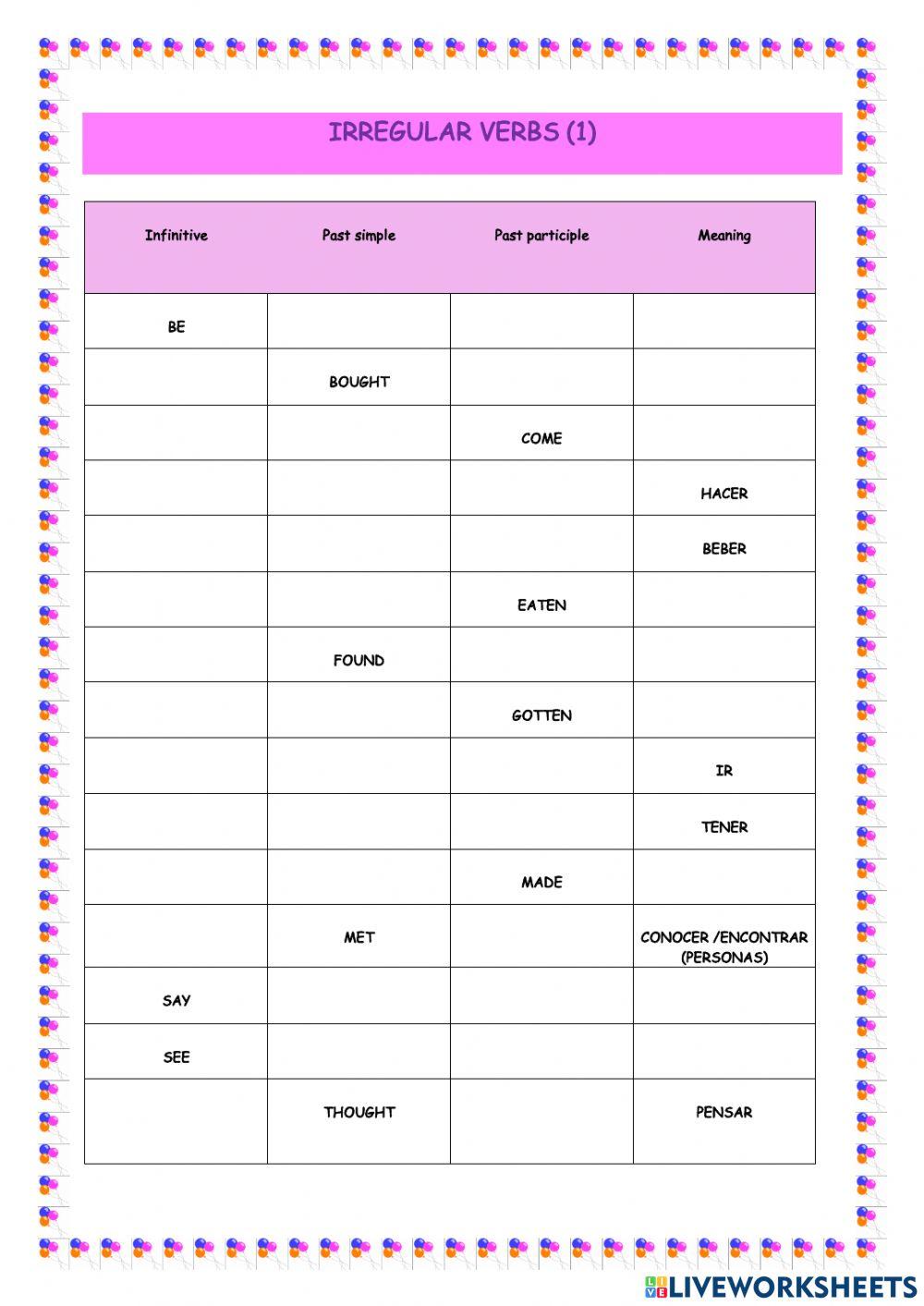 Irregular verbs