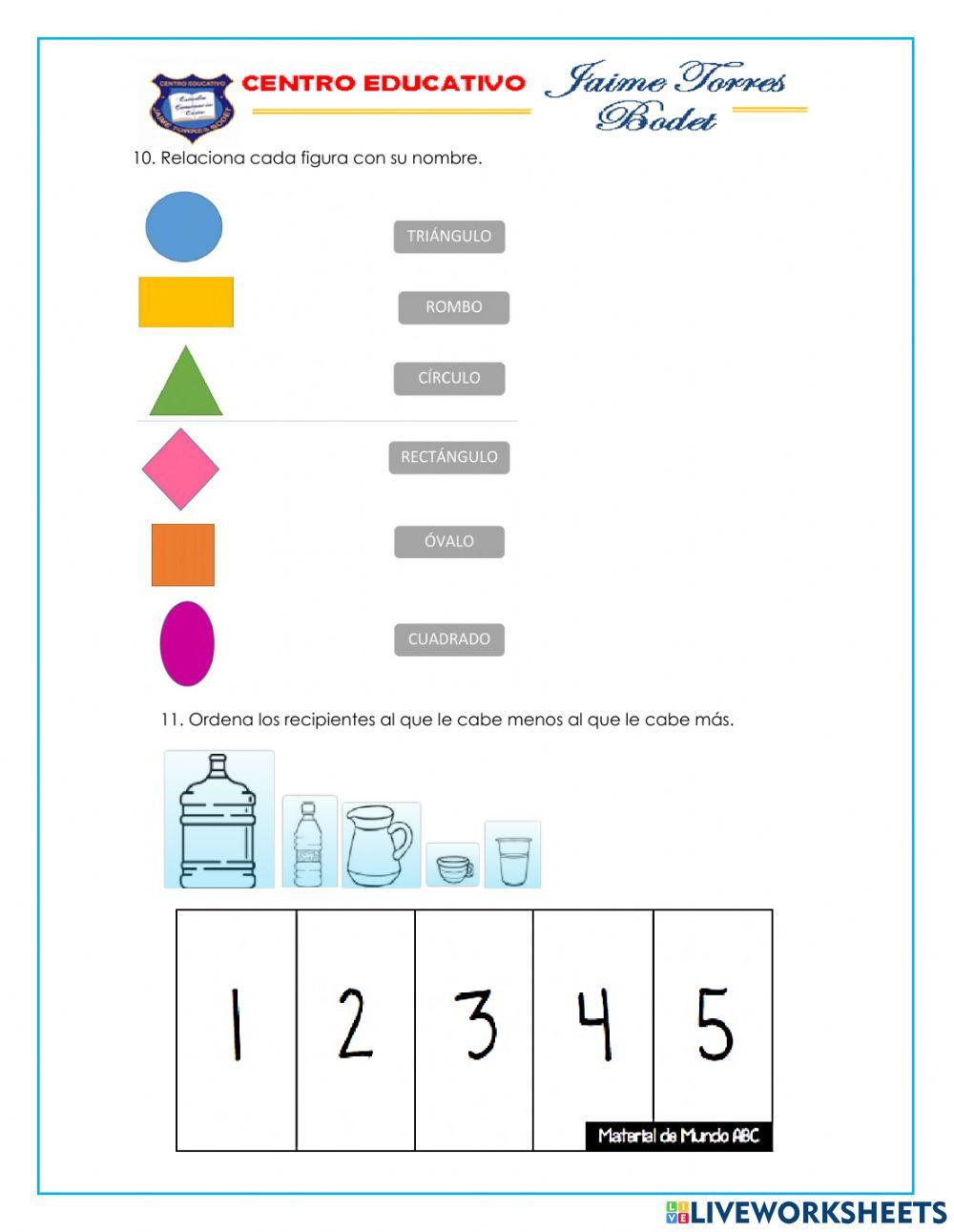 Examen Matemáticas, Primer Grado