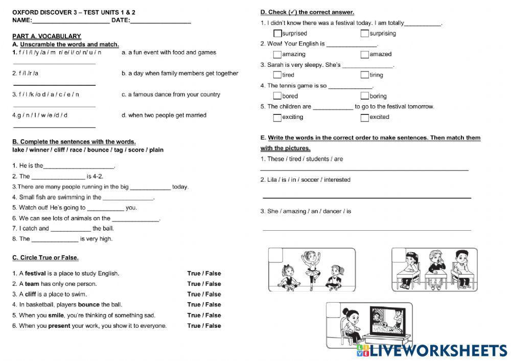 Sprawdzian Unit 1 Oxford Solutions - 774896 | Oxford discover 3 (test 1&2)