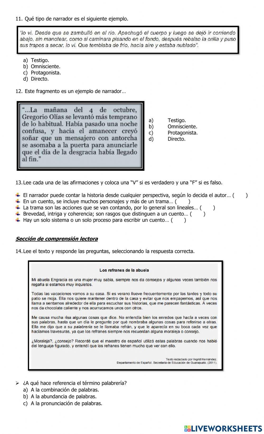 Examen 2.2 - español - séptimo