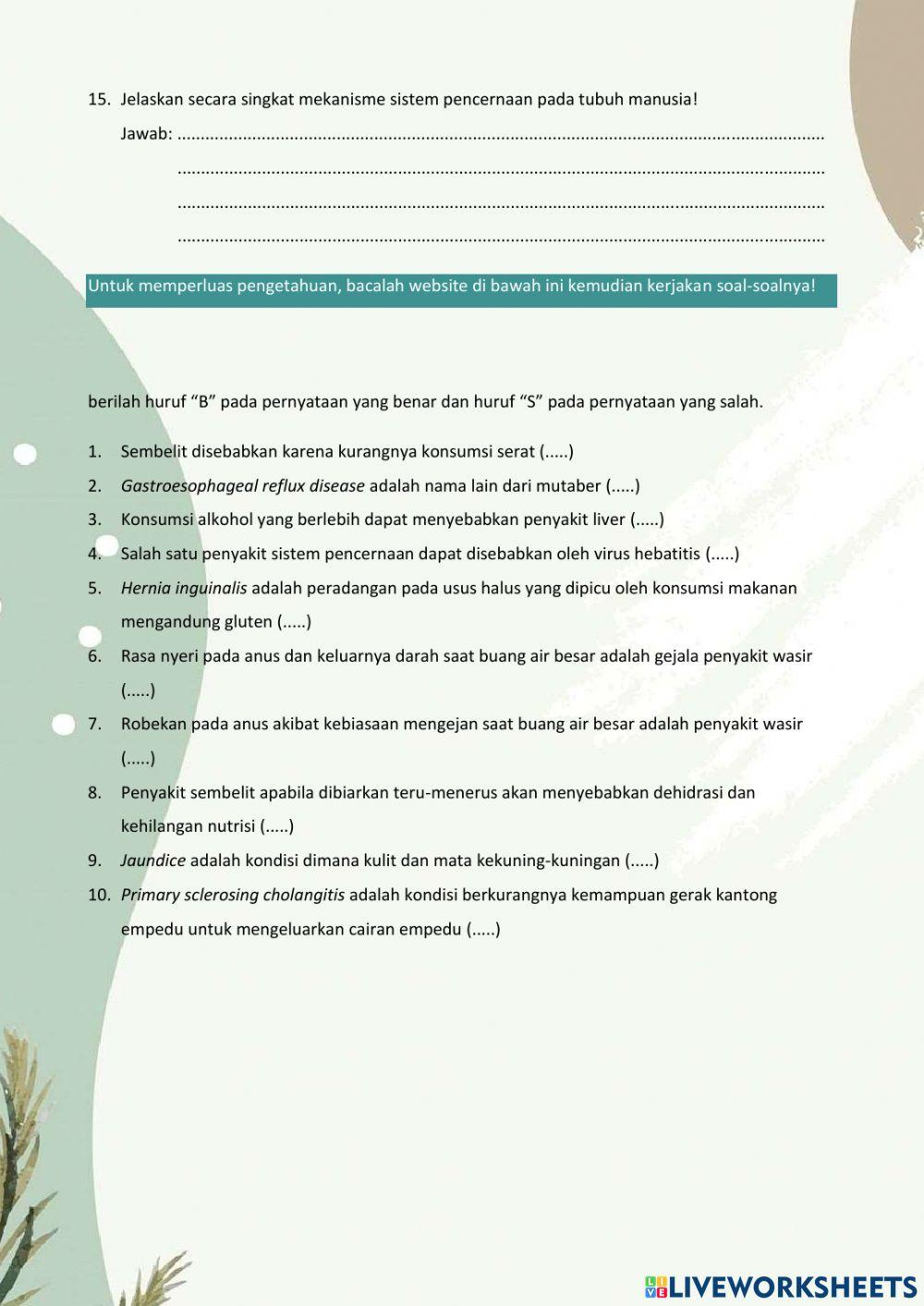 LKPD - Sistem pencernaan dan nutrisi
