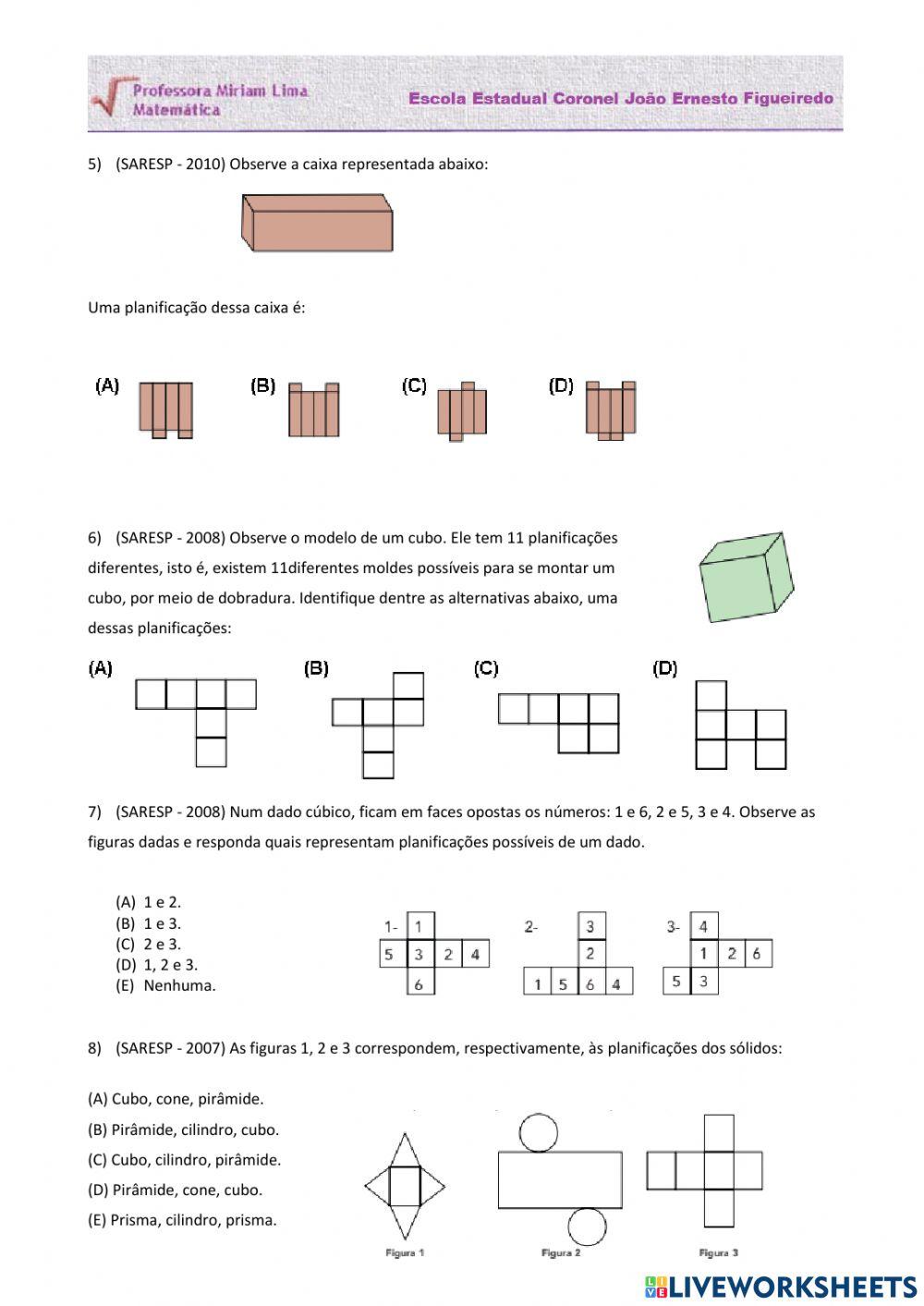 Caderno Aprender Sempre - Revisão de sólidos geométricos
