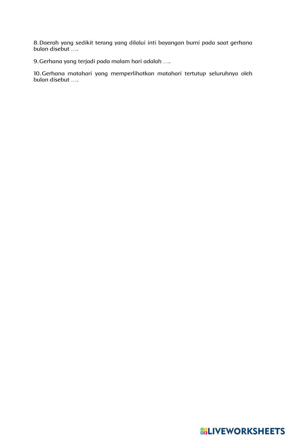 Latihan Soal IPA Pergerakan Bumi dan Bulan