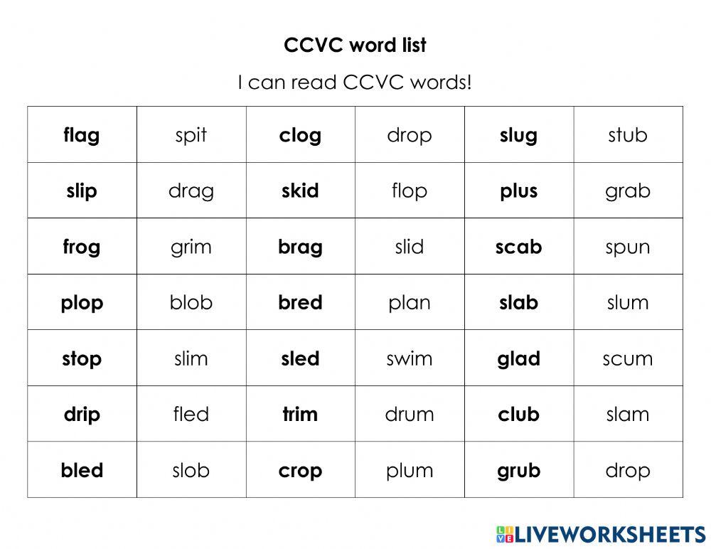 CCVC Words Interactive Worksheet Live Worksheets 49% OFF