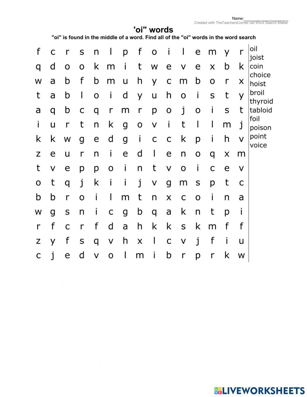 -oi- Word Search
