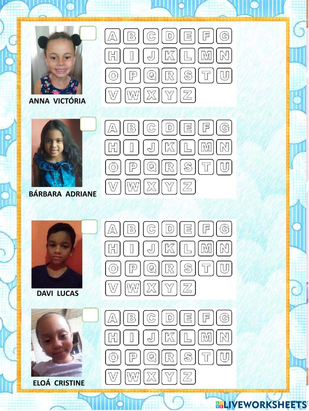 Atividade 20 - LISTA NOMINAL  E ALFABETO