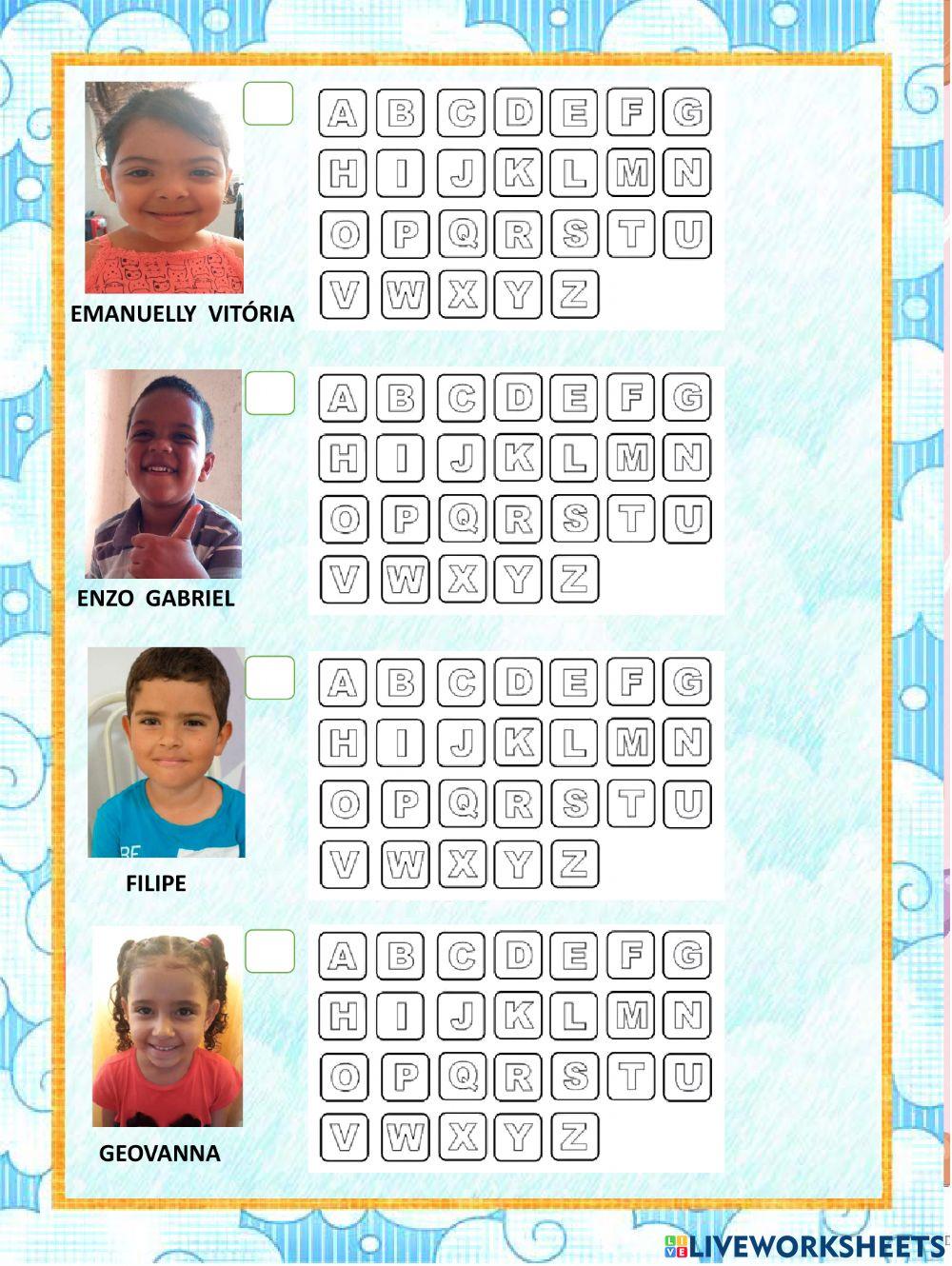 Atividade 20 - LISTA NOMINAL  E ALFABETO