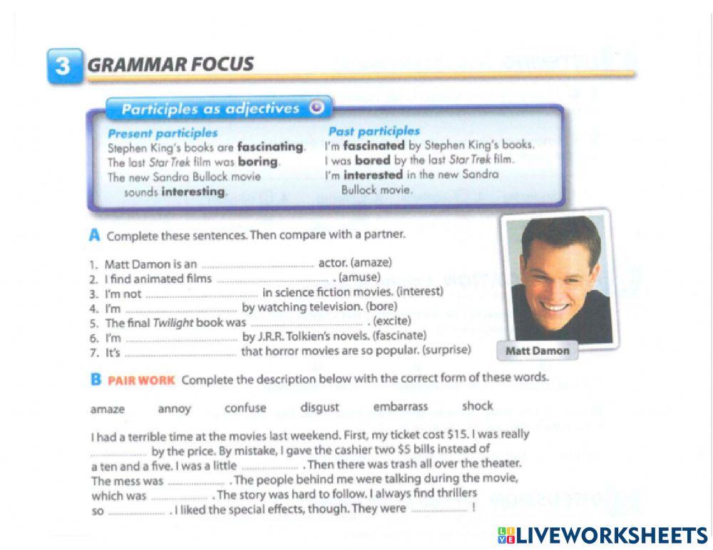 Participles as adjectives