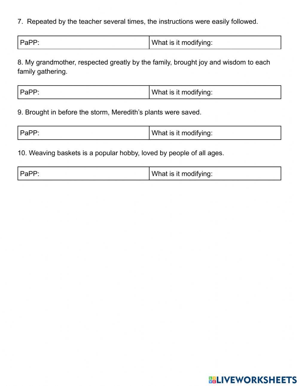 Past Tense Participial Phrases