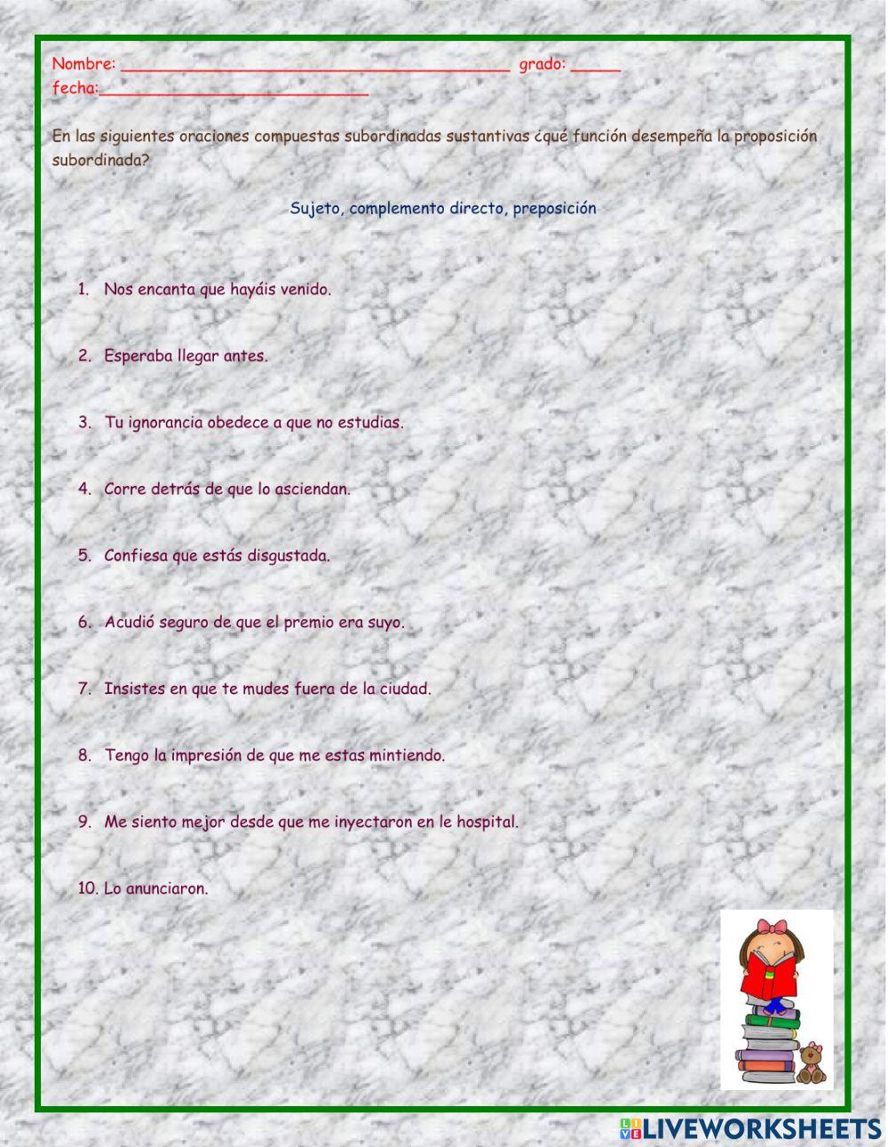 Oracion subordinada sustantivada