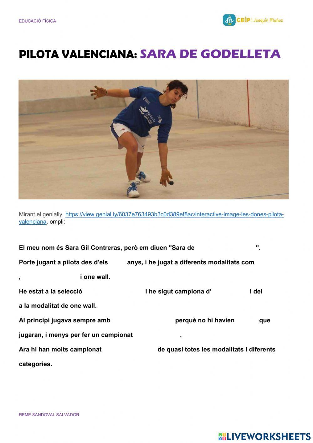 Pilota valenciana: Sara de Godelleta