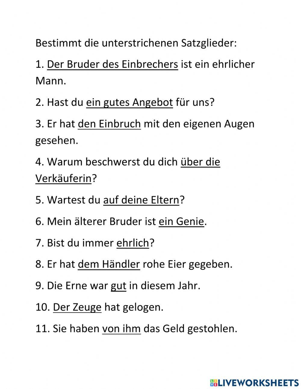 Satzglieder bestimmen