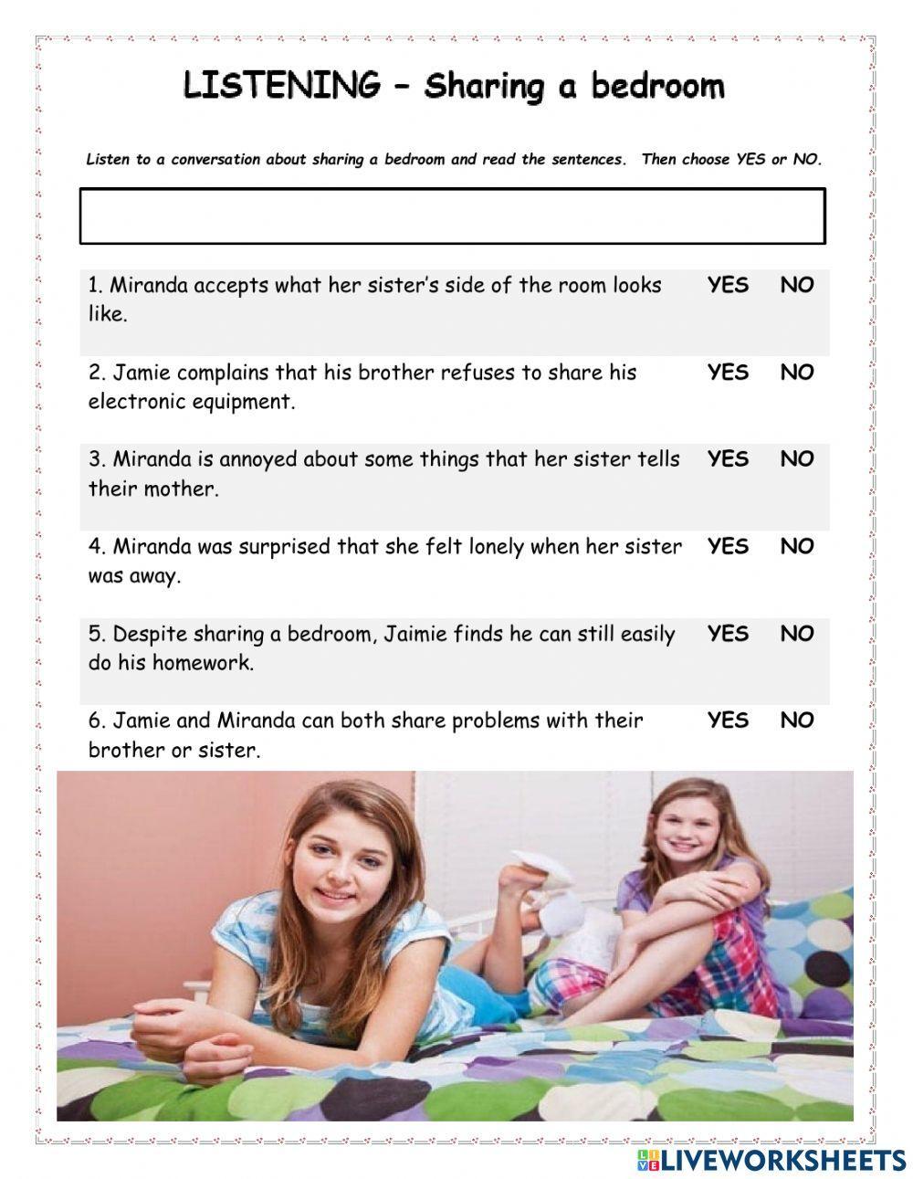 PET listening Sharing a Bedroom