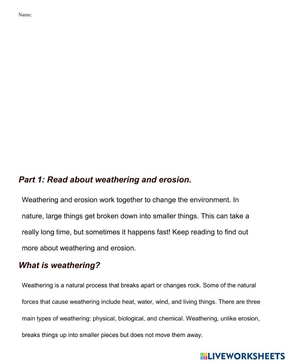 Weathering and erotion