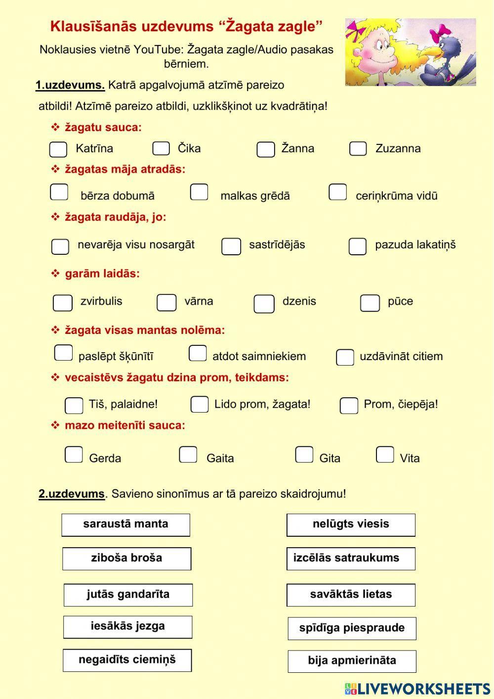 Klausīšanās uzdevums. Klausīšanās uzdevums.