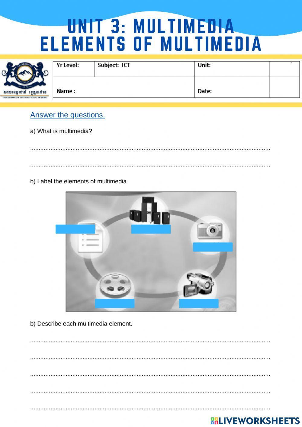 multimedia presentation worksheet