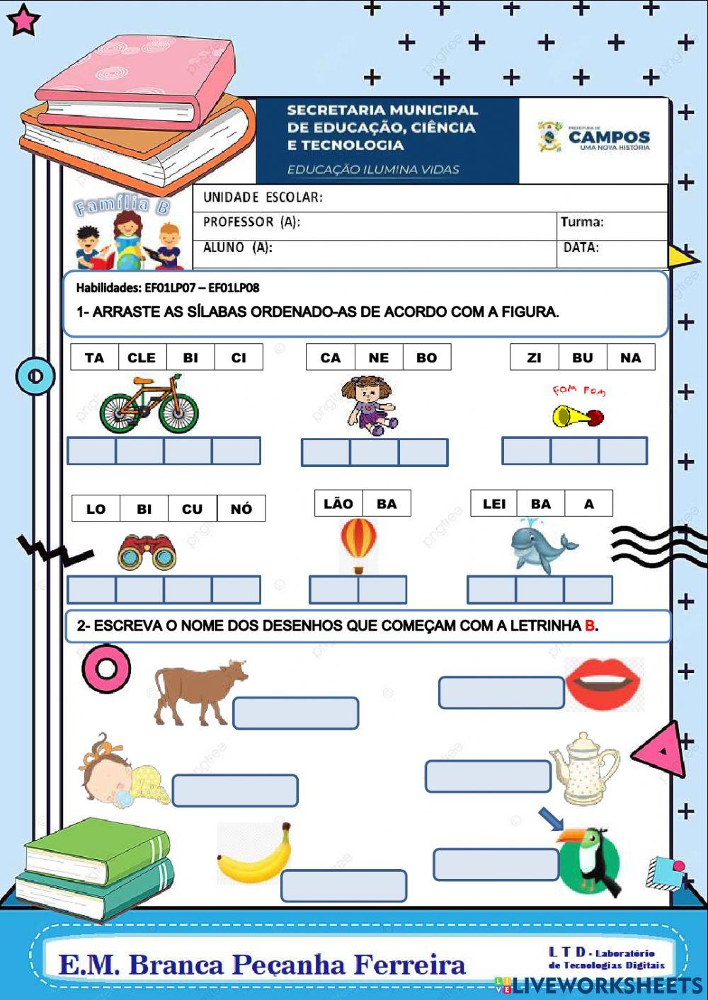 Formação e Escrita de palavras com B