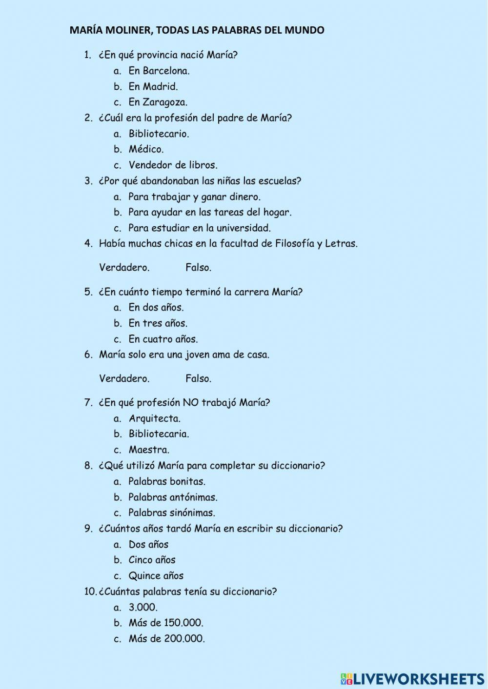 María Moliner - comprensión oral