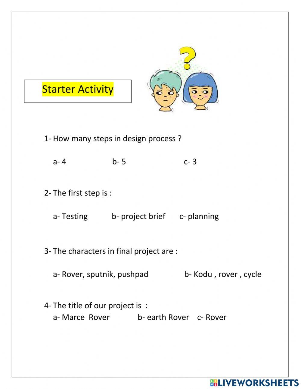 Starter activity interactive exercise | Live Worksheets
