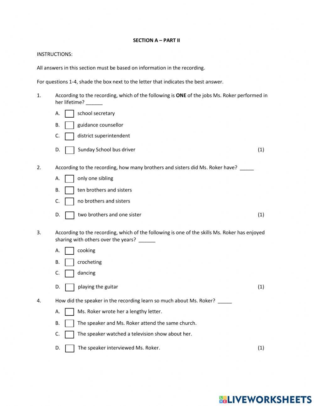 Listening Comprehension 2013