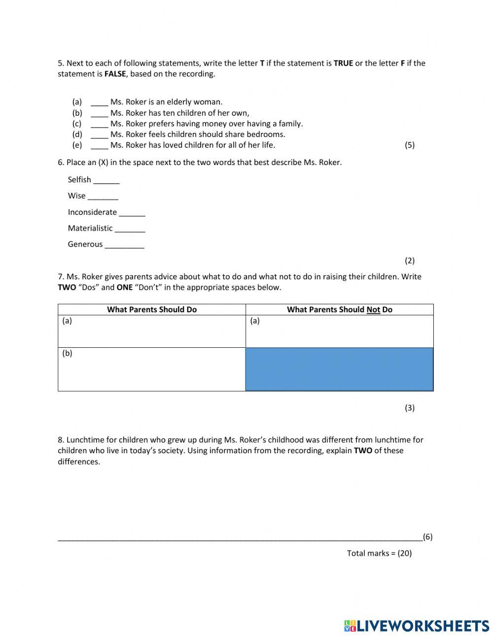 Listening Comprehension 2013