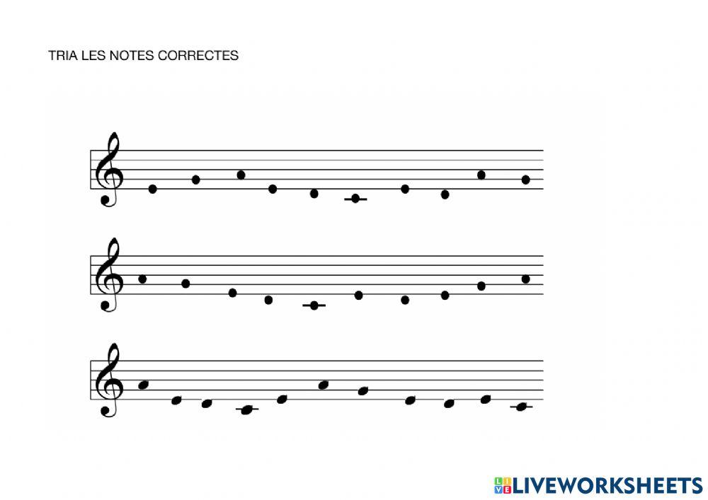 Tria les notes correctes