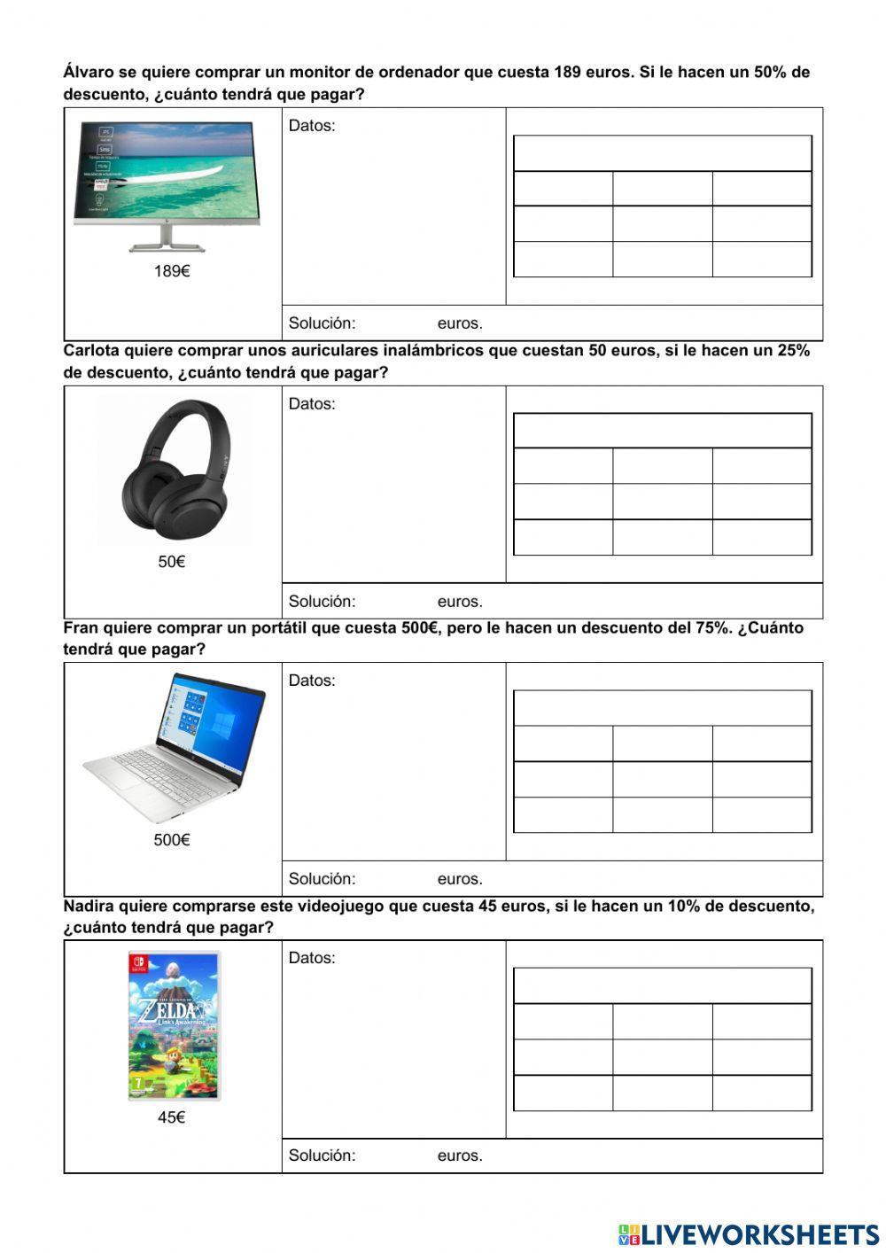 Problemas con porcentajes