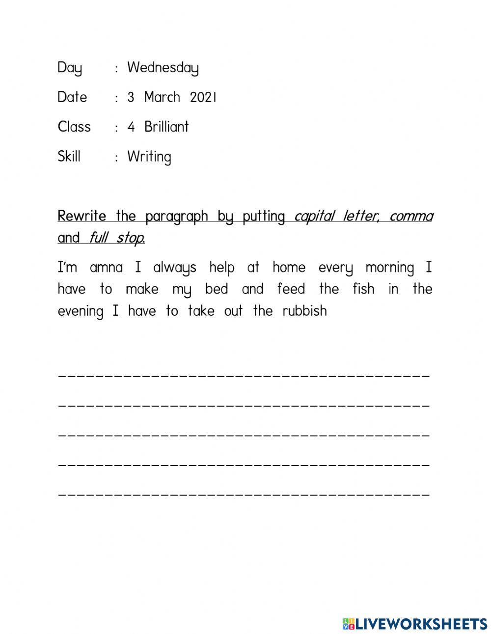 Writing English PdPR 4 Brilliant 3 March 2021