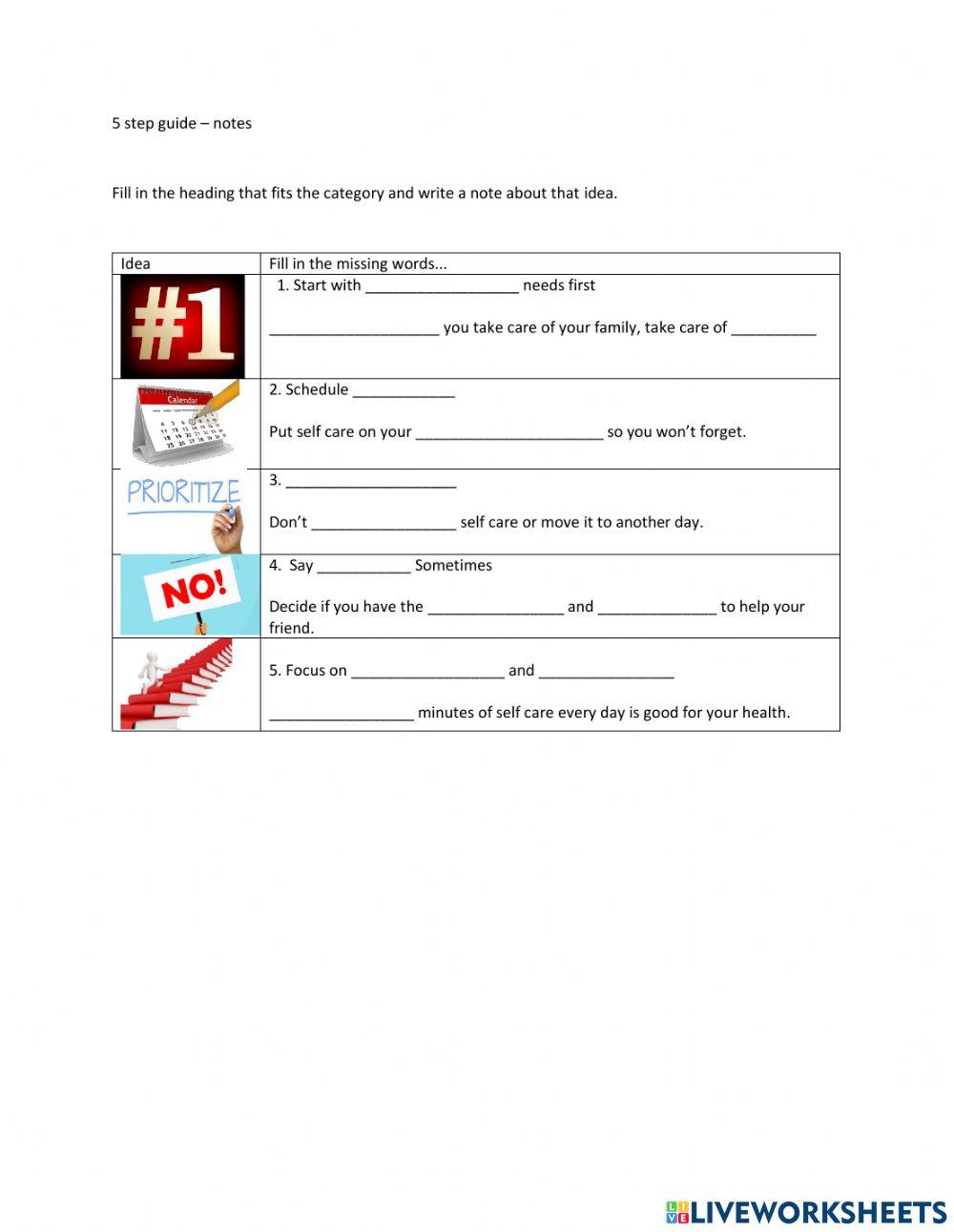 Self Care 5 tips for busy people -beginning