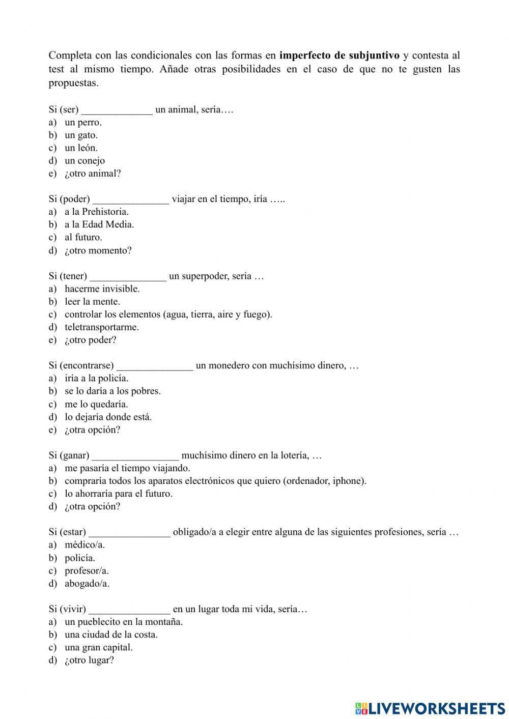 2ªCondicional con Imperfecto de subjuntivo