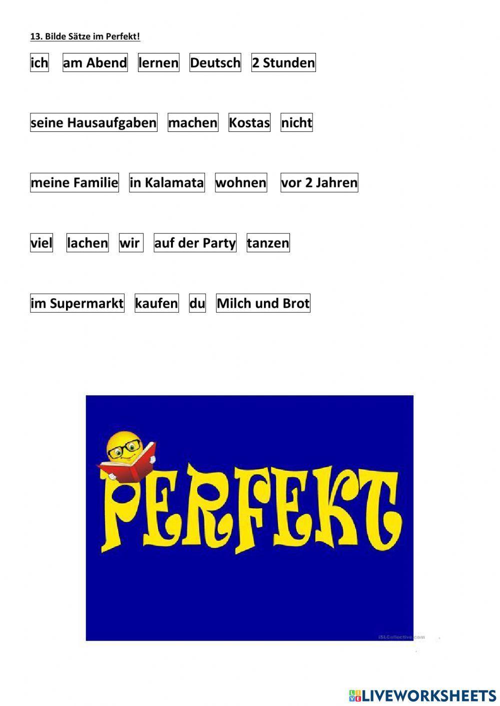 Perfekt-Test Deutsch ein Hit 3. Lektion 1