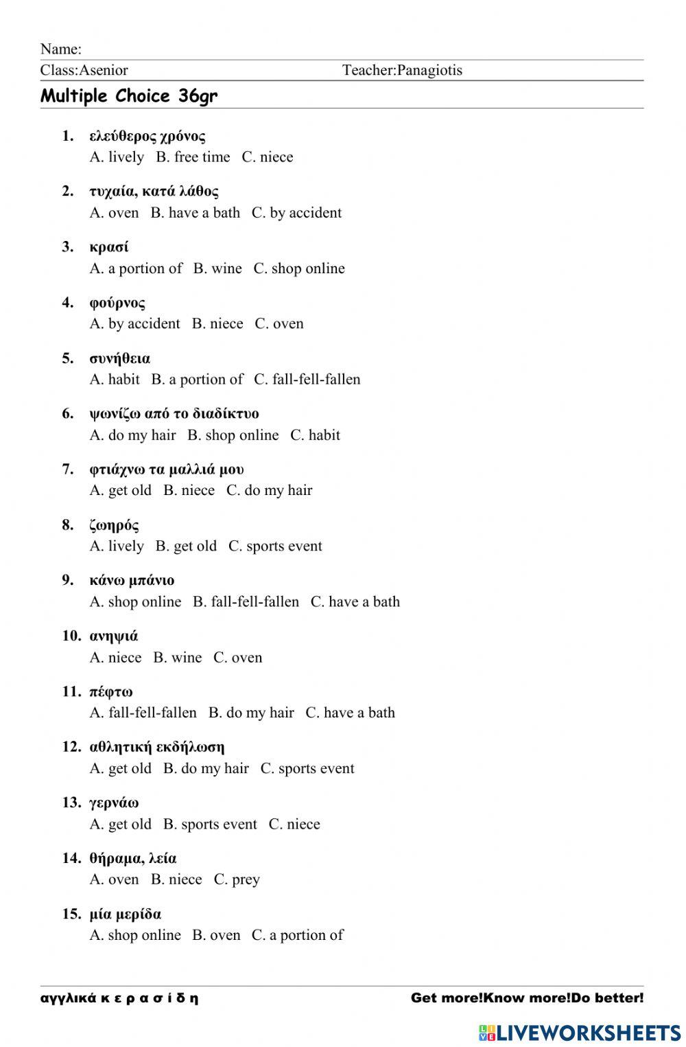 Asenior Worksheet 36