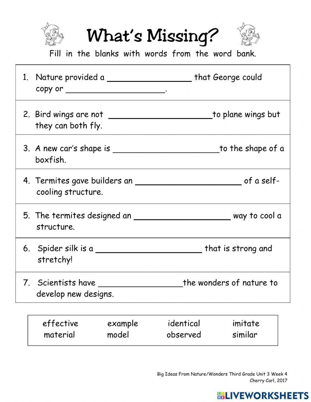 Vocabulary 3rd worksheet | Live Worksheets