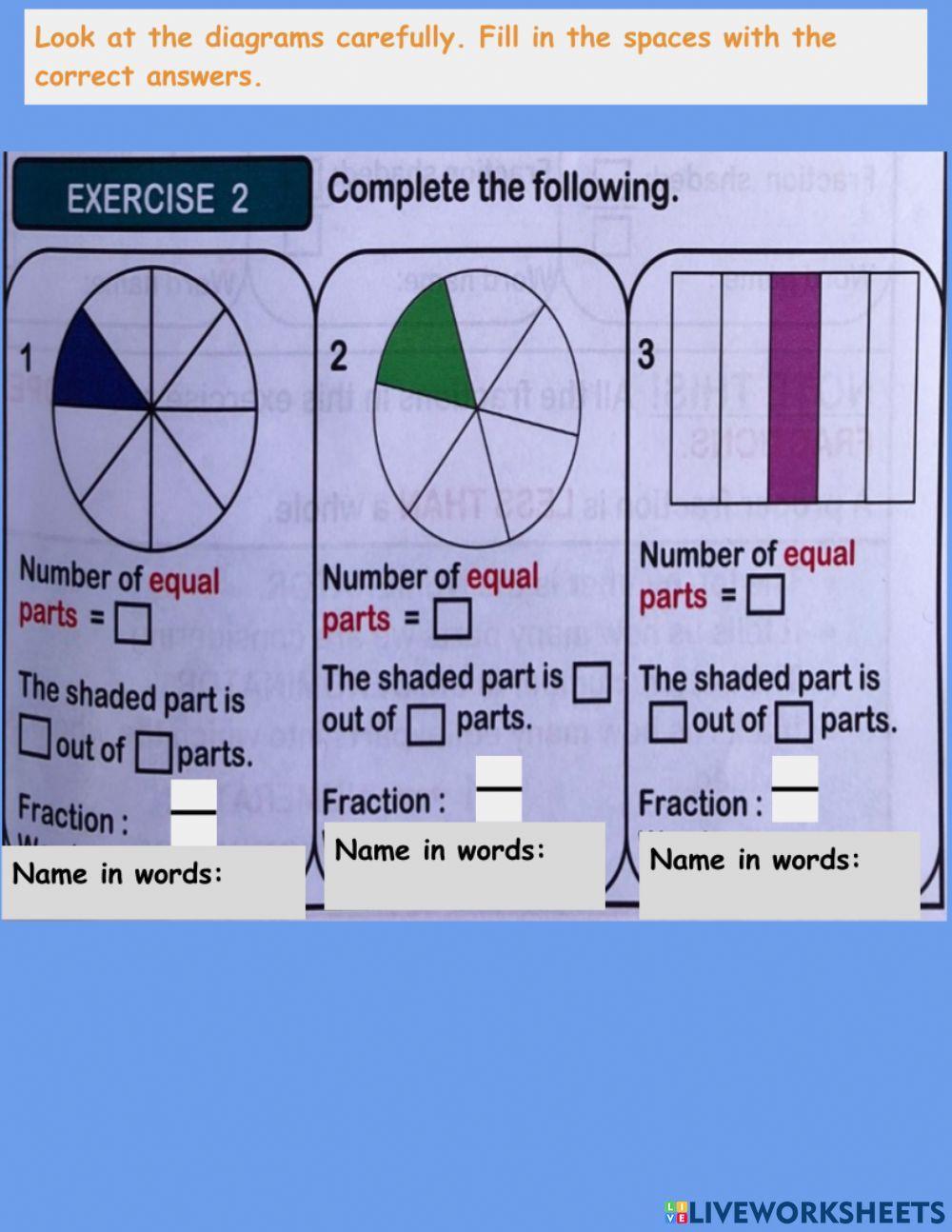 Identifying Fractions Activity 1 Identifying Fractions Activity 1