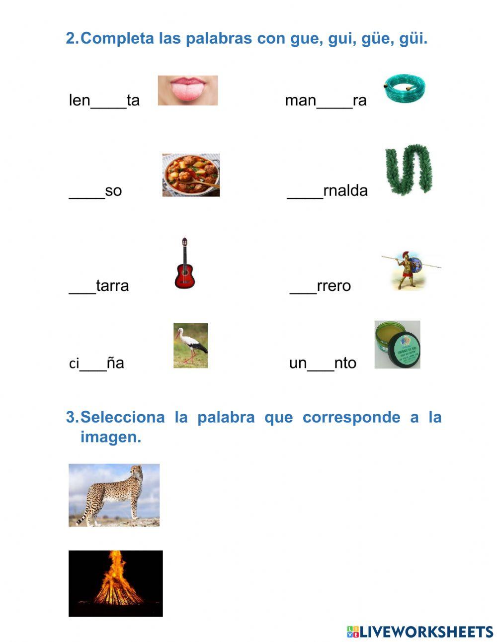 Fonema y grafía g (gue, gui, güe, güi) - 15 al 19 de marzo de 2021