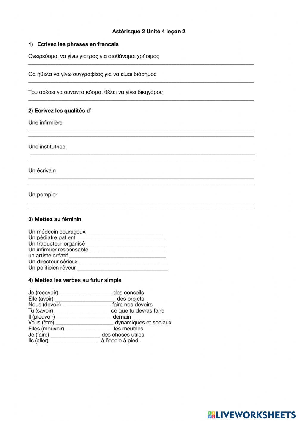 Astérisque 2 unité 4 leçon 2