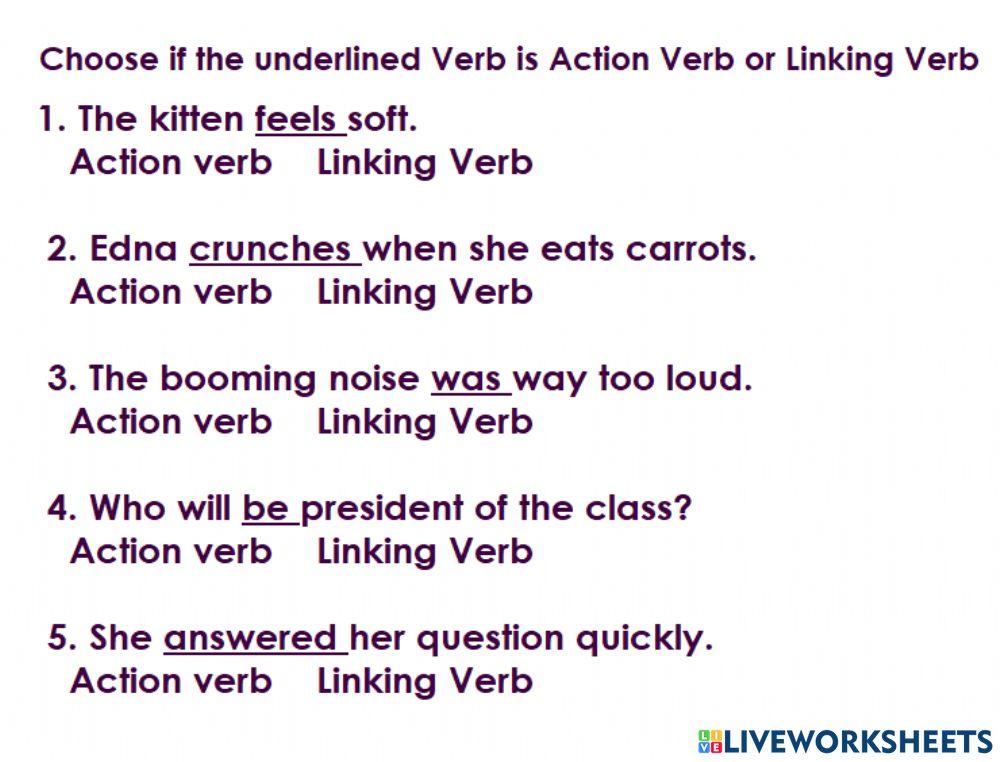 Action and Linking verb