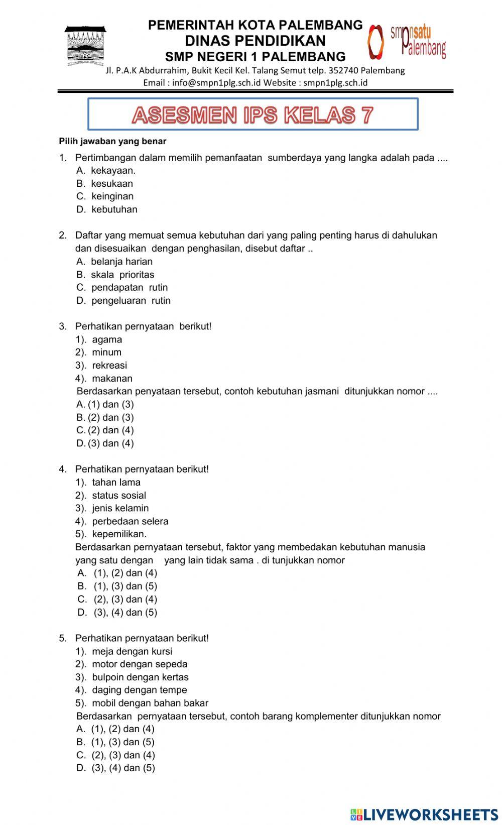 Soal ips bab 3 kelas 7