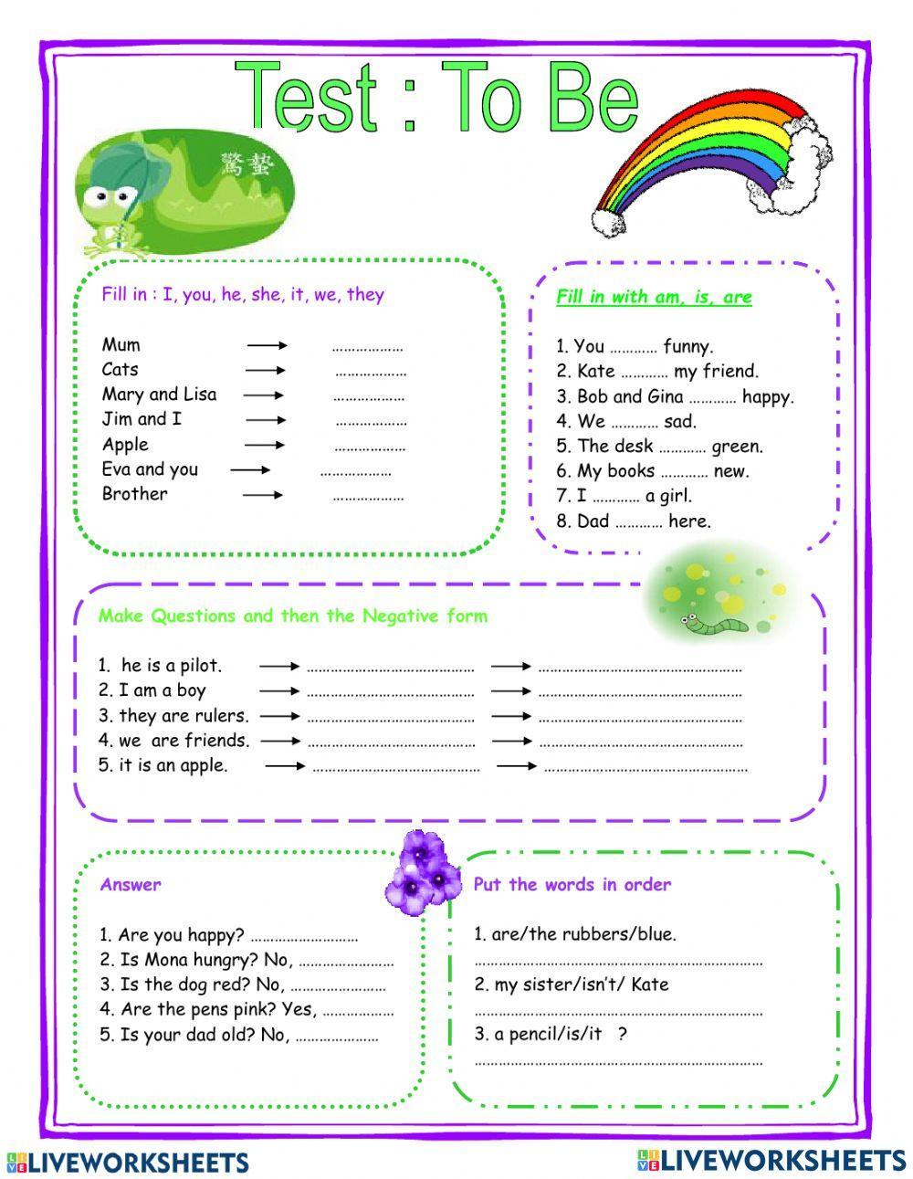 Verb be all forms simple tense