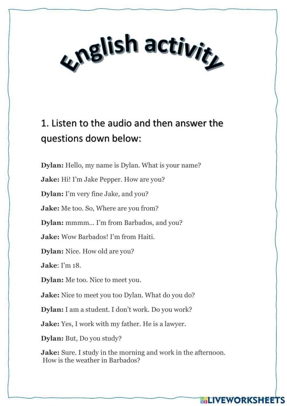 Conversation | Free Interactive Worksheets | 776662, image size:1000x1413